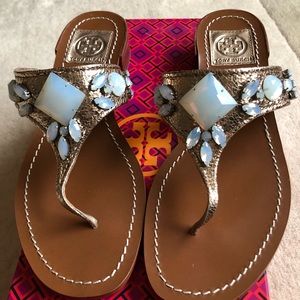 Tory Burch Ginerva 25mm Thong Size 7 Platinum